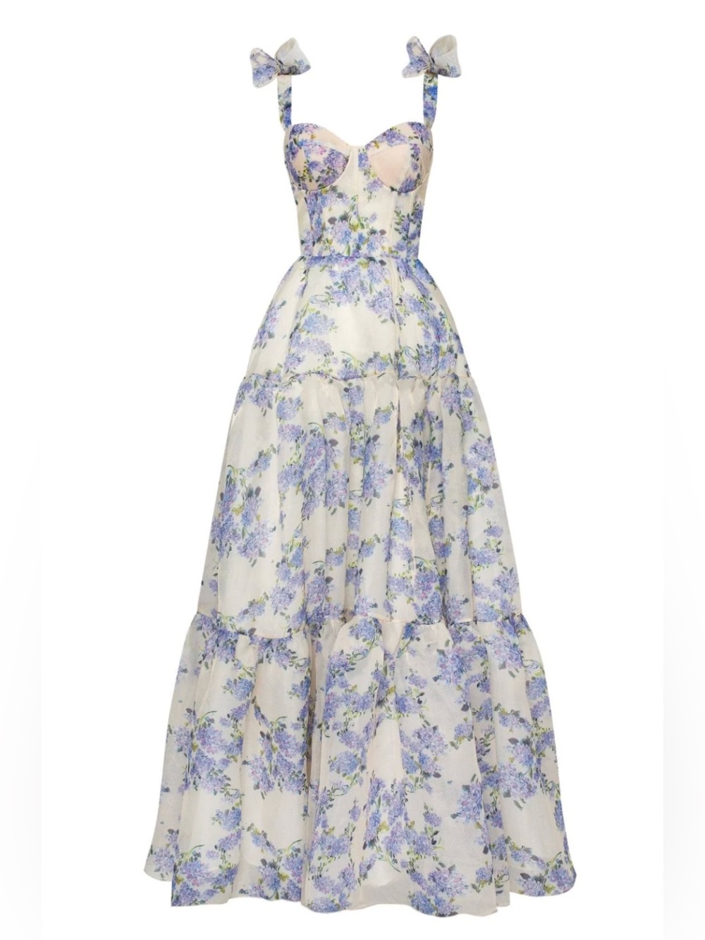 Mills Hydrangea Tender Floral Maxi Toe Strap Dress